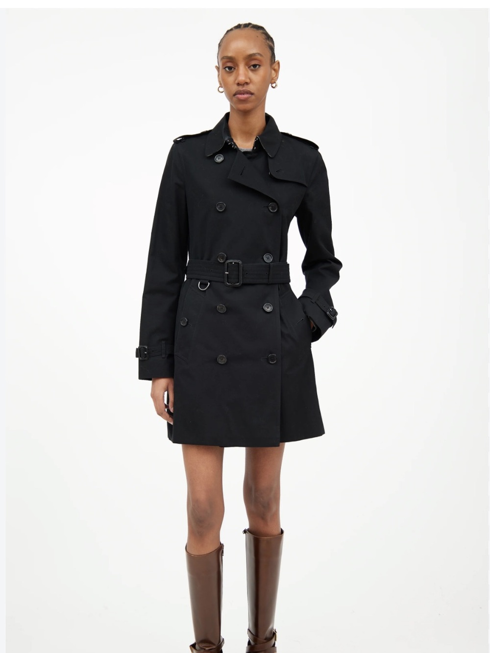 Classic Black Trench Coat with Belt
